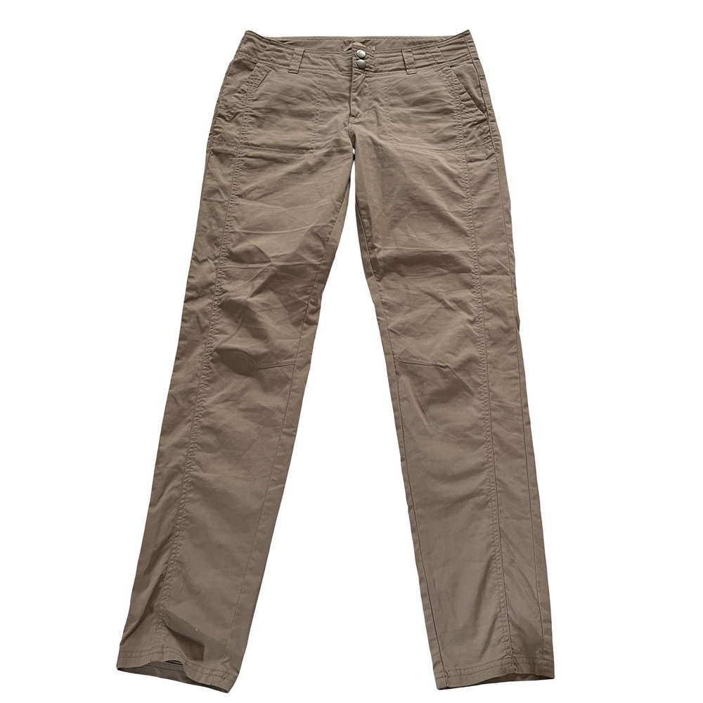 prAna Women's Size 10 Chino Pants Tan Brown Straight Leg Pocket Snaps Crunchy